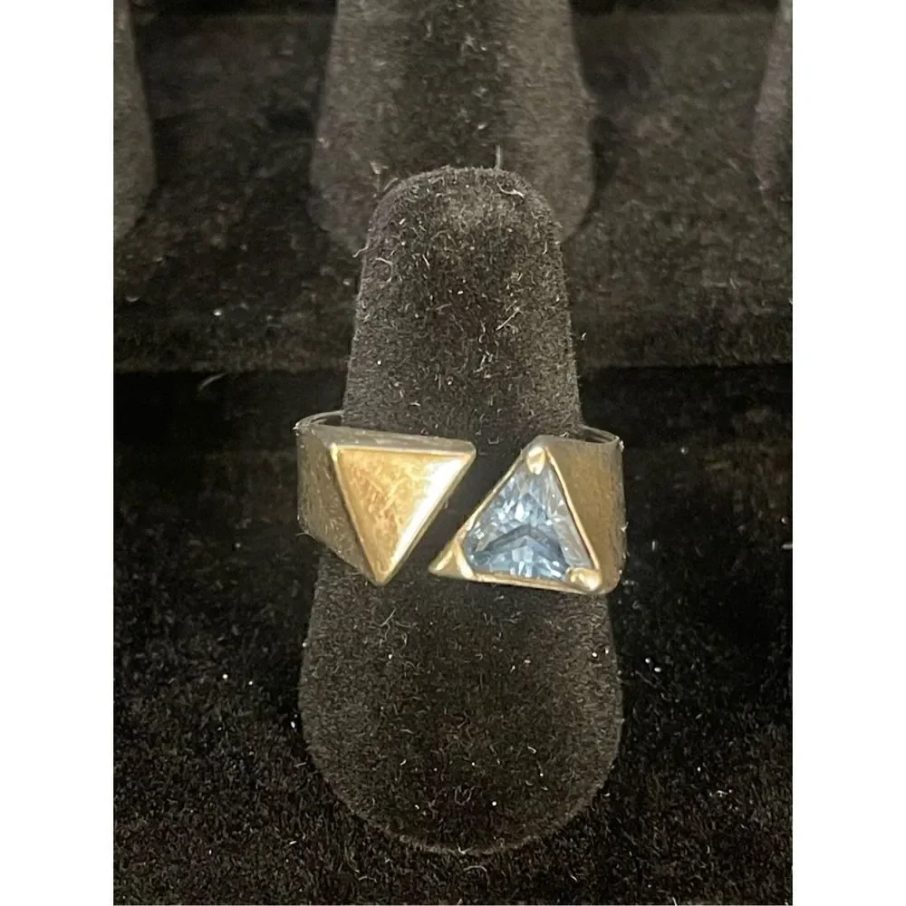 Sterling Silver and Gold Aquamarine Ring